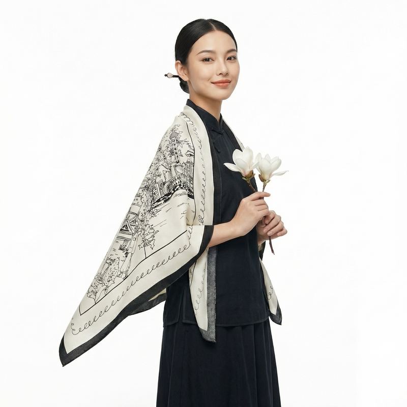 Shu Brocade Silk Shawl
