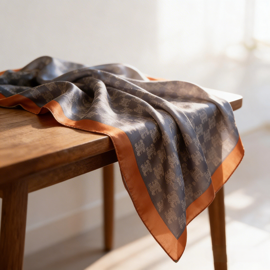 Shu Brocade Shawl - 100% Mulberry Silk | Hand-Cut, Soft & Versatile 140×140cm, modern pattern