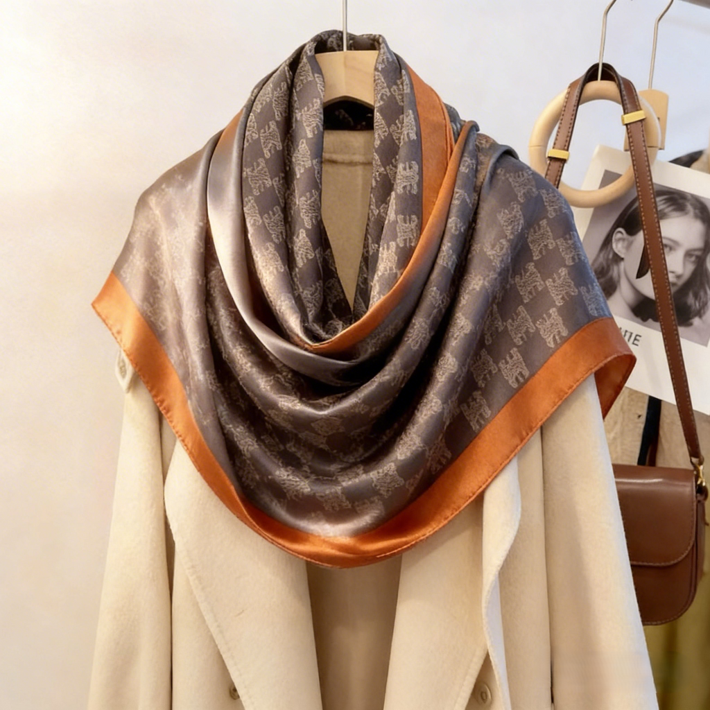 Shu Brocade Shawl - 100% Mulberry Silk | Hand-Cut, Soft & Versatile 140×140cm, modern pattern