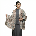 Shu Brocade Shawl - 100% Mulberry Silk | Hand-Cut, Soft & Versatile 140×140cm, modern pattern