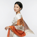 Shu Brocade Shawl - 100% Mulberry Silk | Hand-Cut, Soft & Versatile 140×140cm, modern pattern