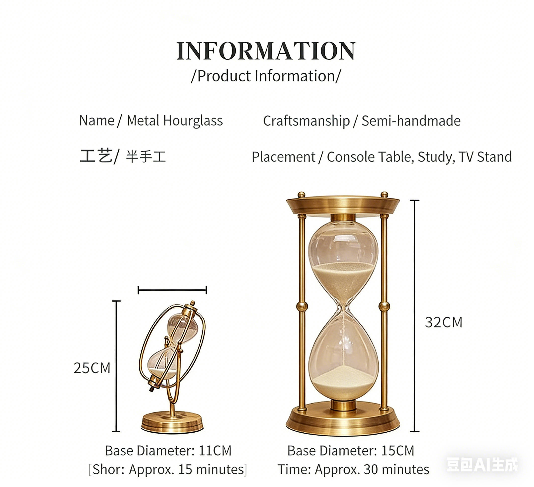 Metal Hourglass | Elegant Home &amp; Office Decoration