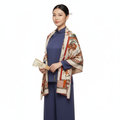 Shu Brocade Shawl - 100% Mulberry Silk | Hand-Cut, Soft & Versatile 140×140cm, modern pattern