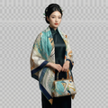 Shu Brocade Shawl - 100% Mulberry Silk | Hand-Cut, Soft & Versatile 140×140cm, modern pattern