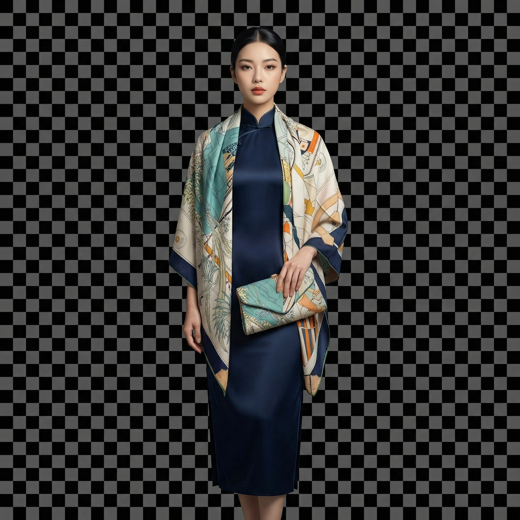 Shu Brocade Shawl - 100% Mulberry Silk | Hand-Cut, Soft & Versatile 140×140cm, modern pattern