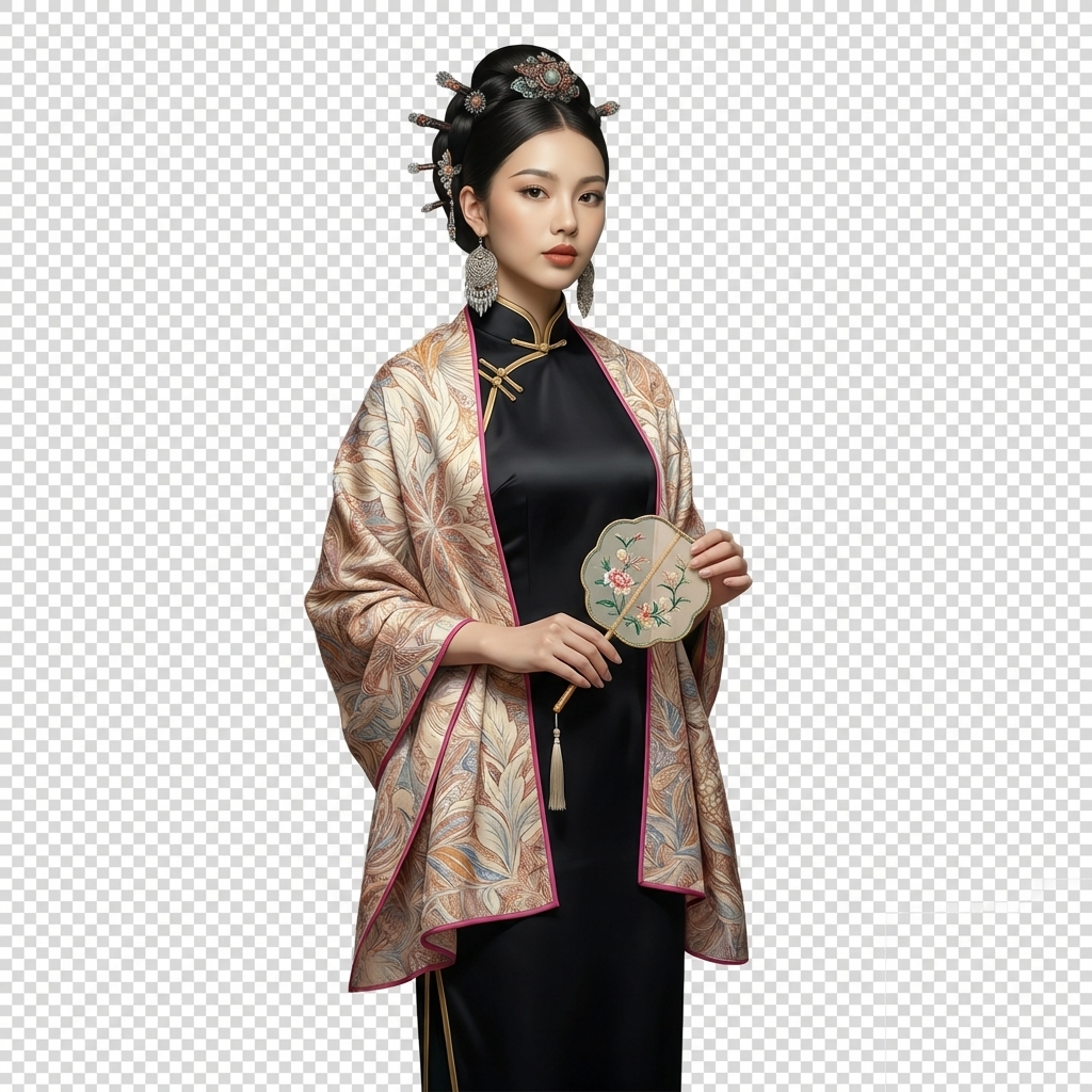 Shu Brocade Shawl - 100% Mulberry Silk | Hand-Cut, Soft & Versatile 140×140cm, modern pattern