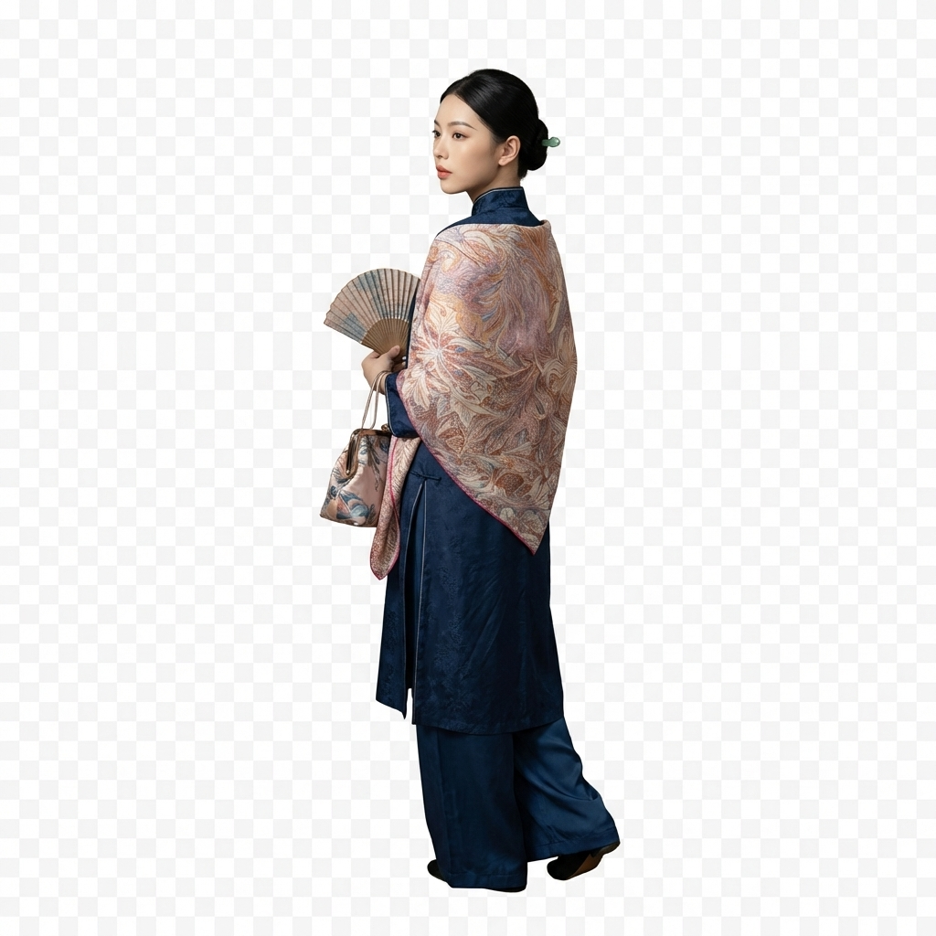 Shu Brocade Shawl - 100% Mulberry Silk | Hand-Cut, Soft & Versatile 140×140cm, modern pattern