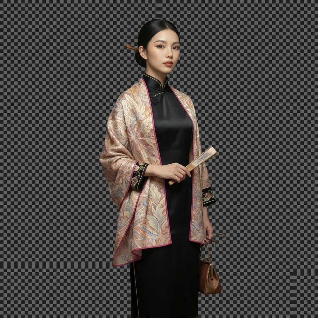 Shu Brocade Shawl - 100% Mulberry Silk | Hand-Cut, Soft & Versatile 140×140cm, modern pattern