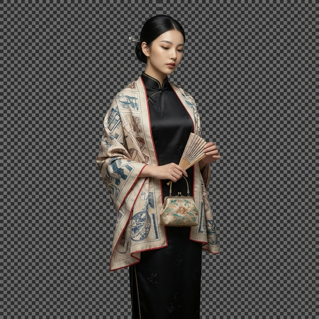 Shu Brocade Shawl - 100% Mulberry Silk | Hand-Cut, Soft & Versatile 140×140cm, modern pattern