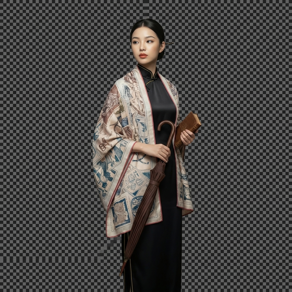 Shu Brocade Shawl - 100% Mulberry Silk | Hand-Cut, Soft & Versatile 140×140cm, modern pattern