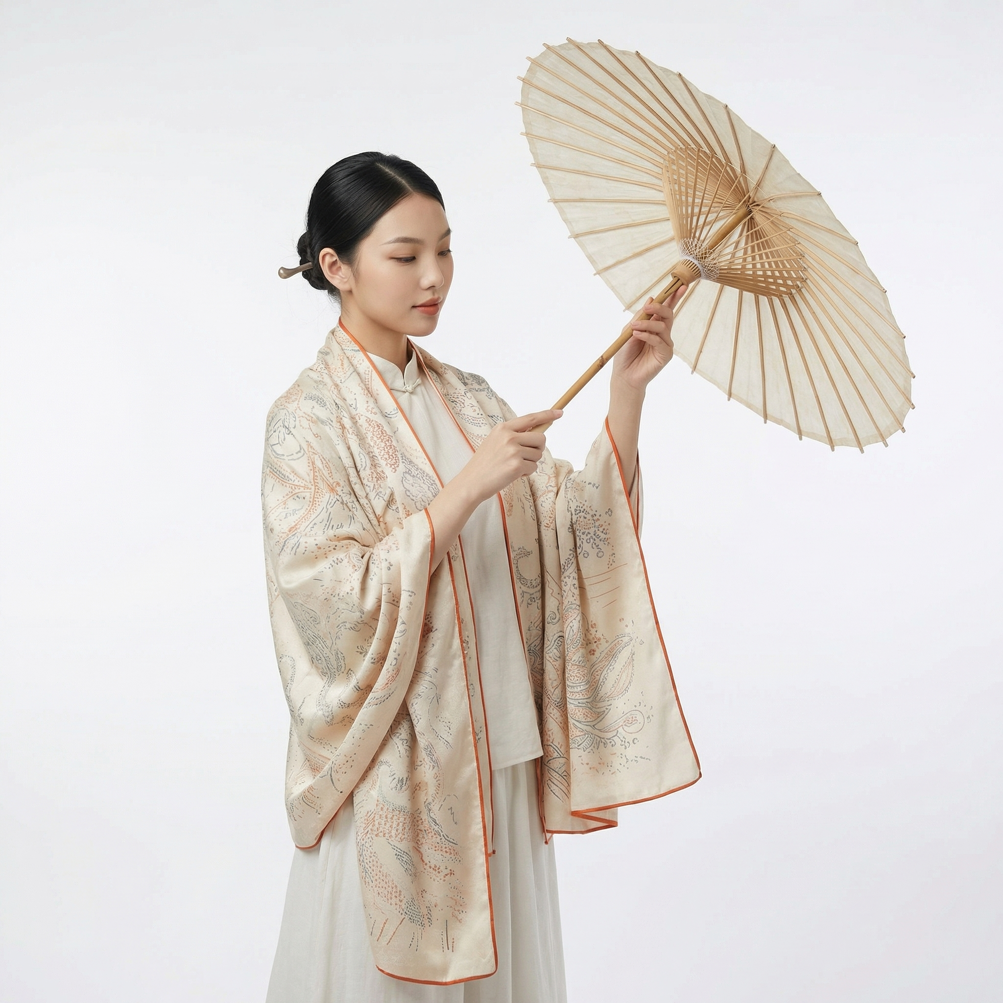 Shu Brocade Shawl - 100% Mulberry Silk | Hand-Cut, Soft & Versatile 140×140cm, modern pattern