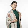 Shu Brocade Shawl - 100% Mulberry Silk | Hand-Cut, Soft & Versatile 140×140cm, modern pattern