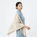 Shu Brocade Shawl - 100% Mulberry Silk | Hand-Cut, Soft & Versatile 140×140cm, modern pattern