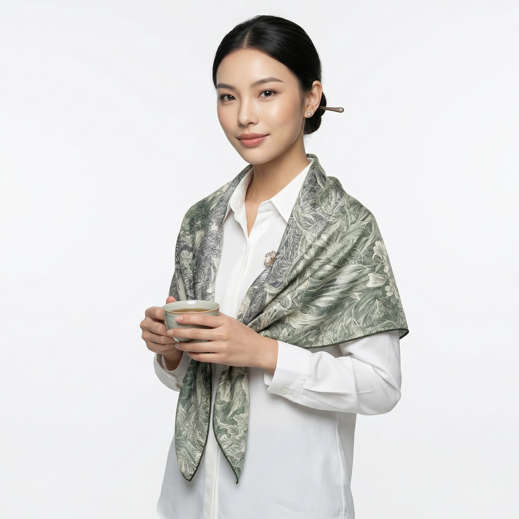 Shu Brocade Shawl - 100% Mulberry Silk | Hand-Cut, Soft & Versatile 140×140cm