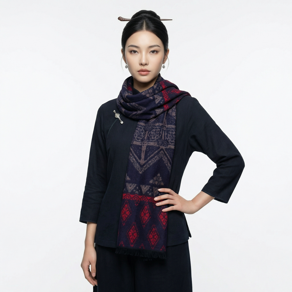 Shu Brocade Scarf – 100% Mulberry Silk | Hand-Cut, Soft &amp; Versatile 180cm*30cm