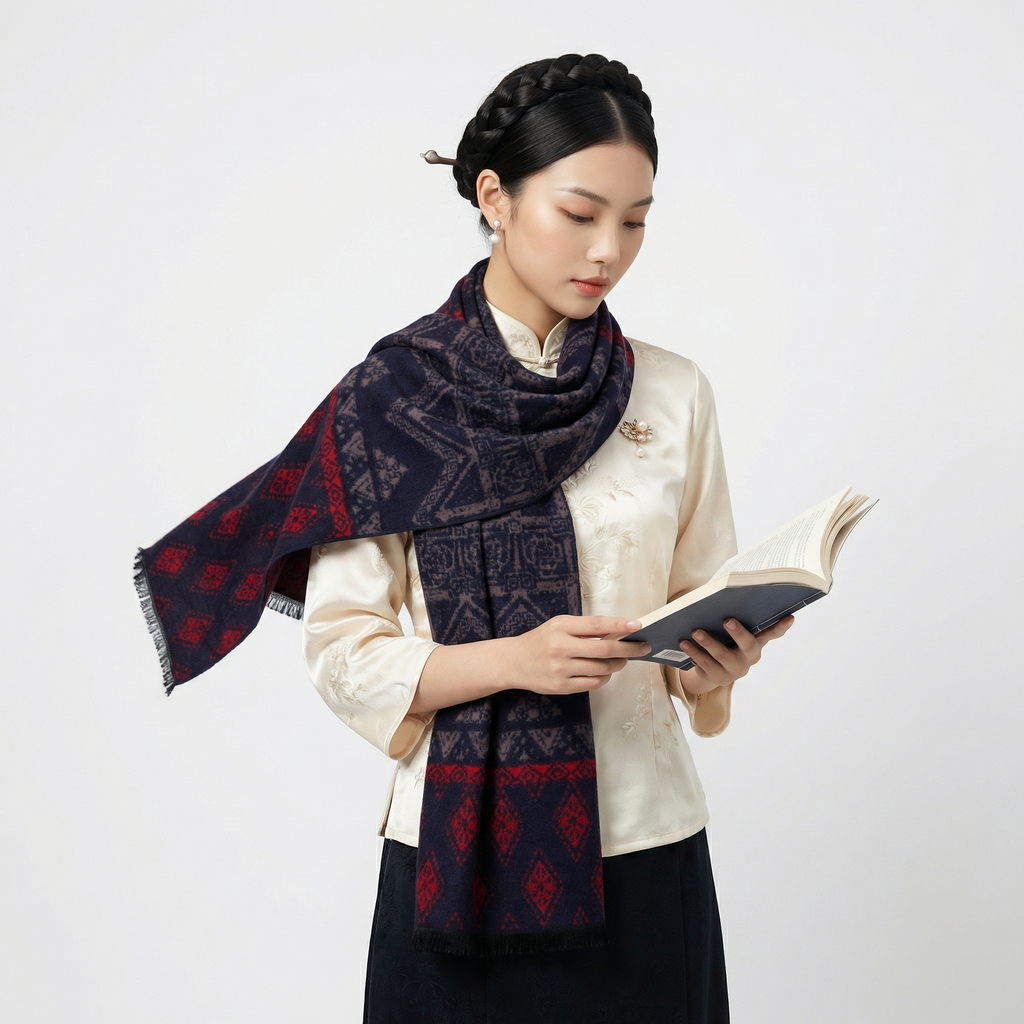 Shu Brocade Scarf – 100% Mulberry Silk | Hand-Cut, Soft &amp; Versatile 180cm*30cm