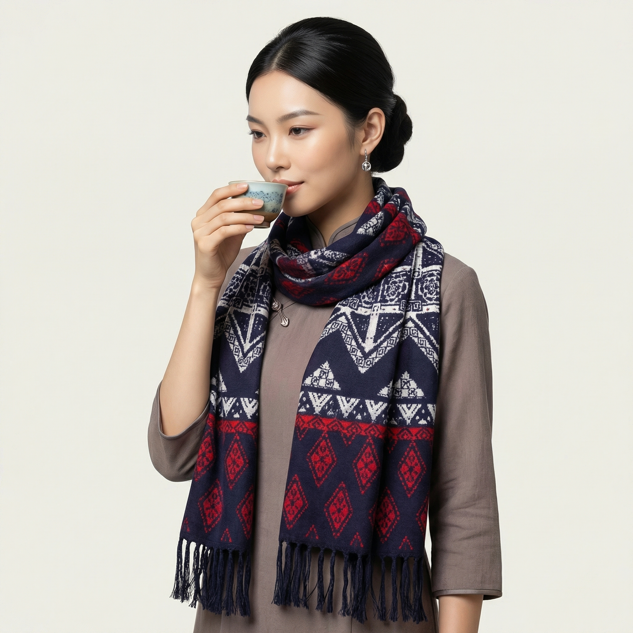 Shu Brocade Scarf – 100% Mulberry Silk | Hand-Cut, Soft &amp; Versatile 180cm*30cm