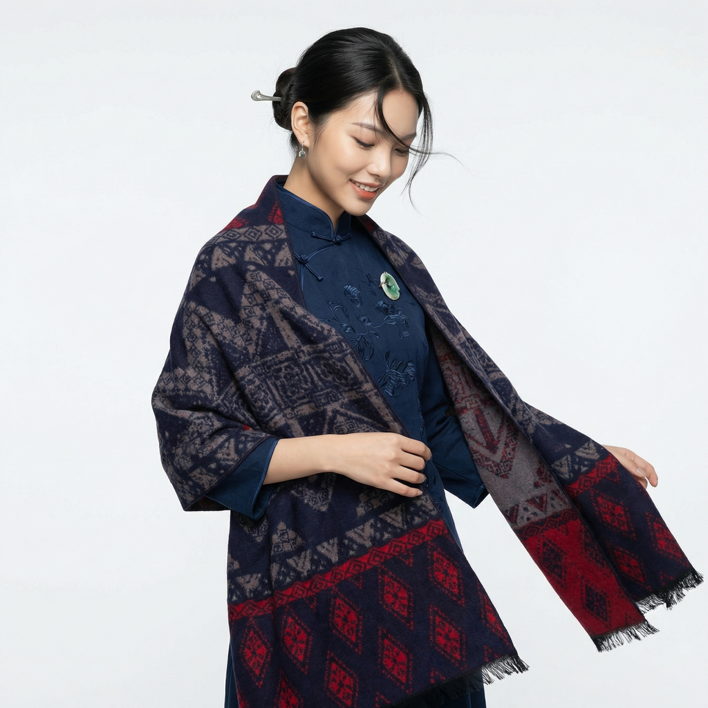 Shu Brocade Scarf – 100% Mulberry Silk | Hand-Cut, Soft &amp; Versatile 180cm*30cm