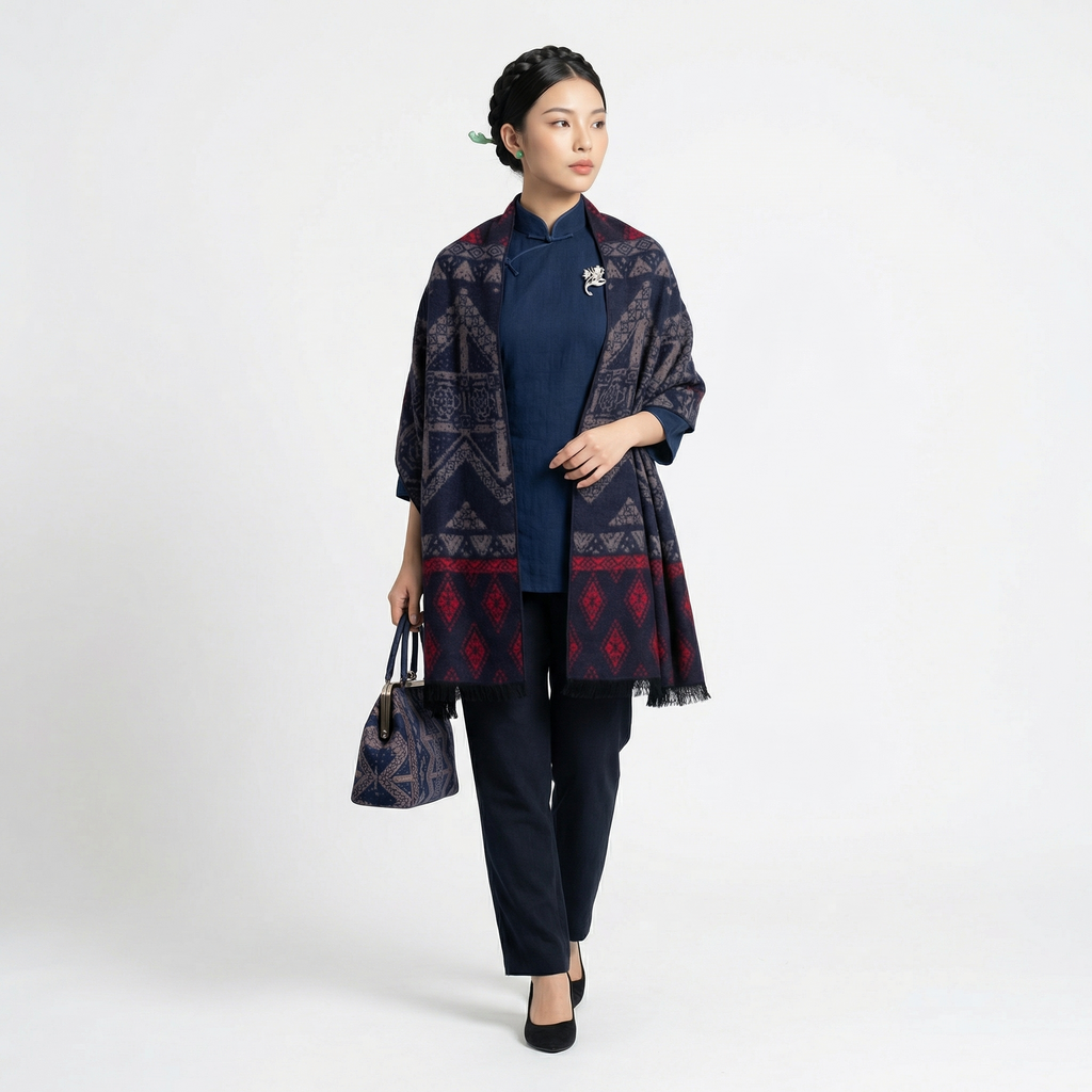 Shu Brocade Scarf – 100% Mulberry Silk | Hand-Cut, Soft &amp; Versatile 180cm*30cm