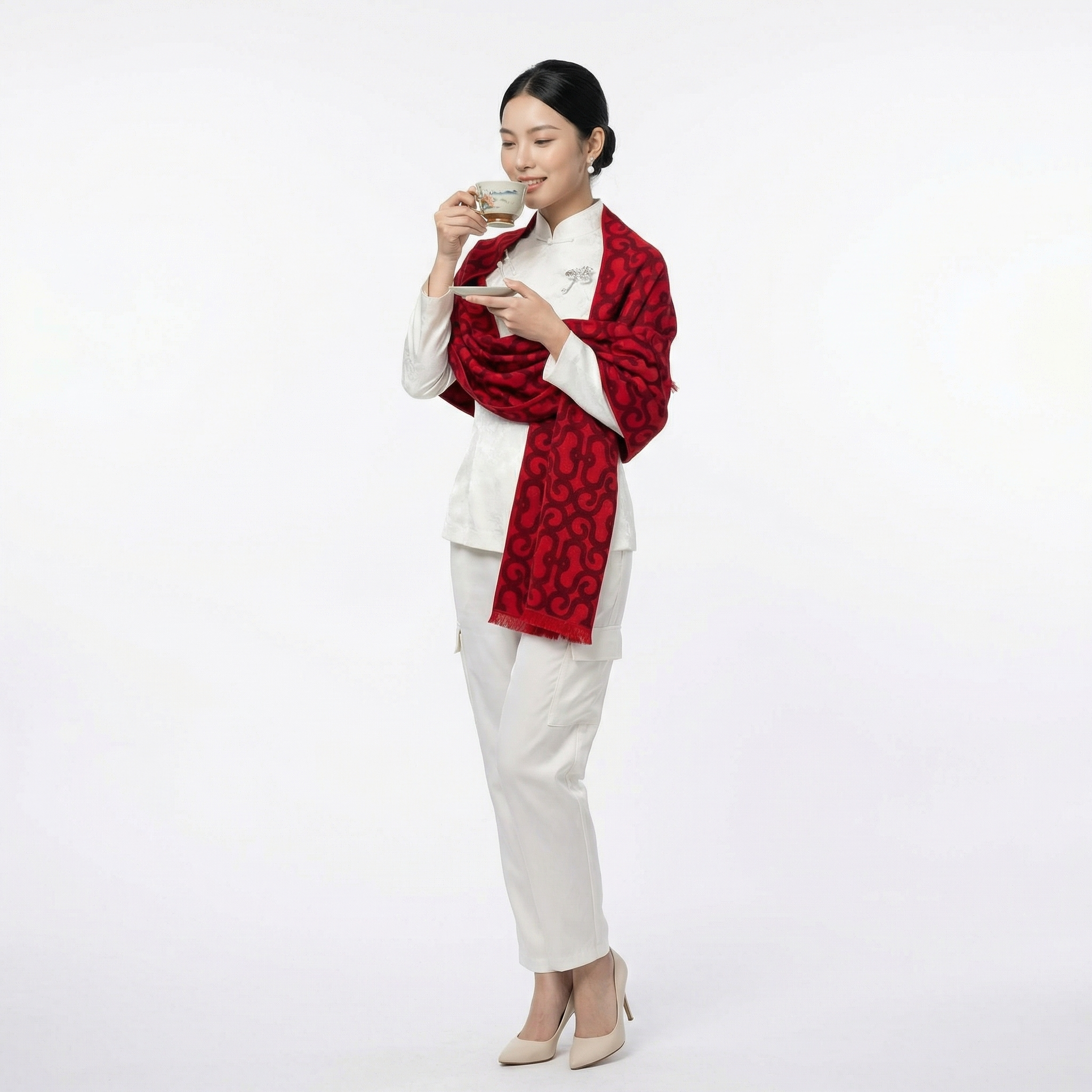 Shu Brocade Scarf – 100% Mulberry Silk | Hand-Cut, Soft &amp; Versatile 180cm*30cm