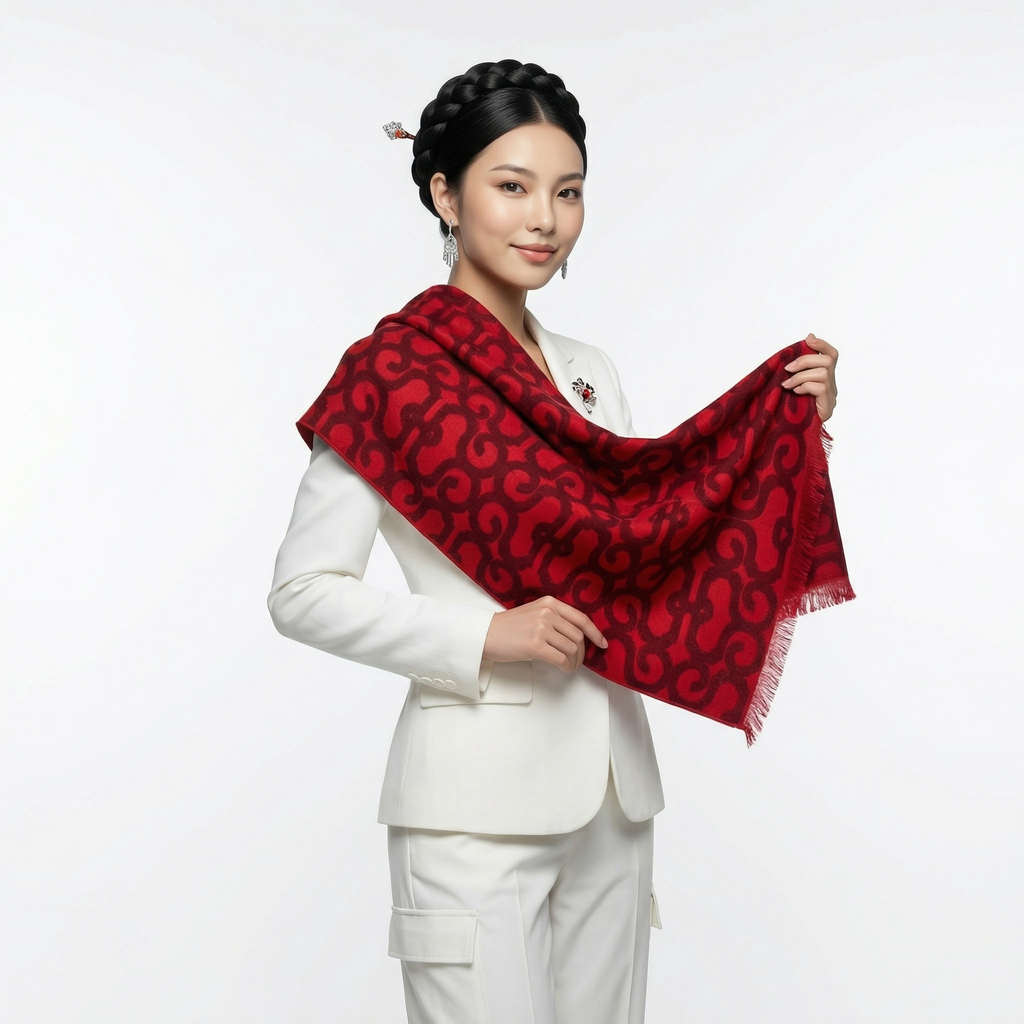 Shu Brocade Scarf – 100% Mulberry Silk | Hand-Cut, Soft &amp; Versatile 180cm*30cm