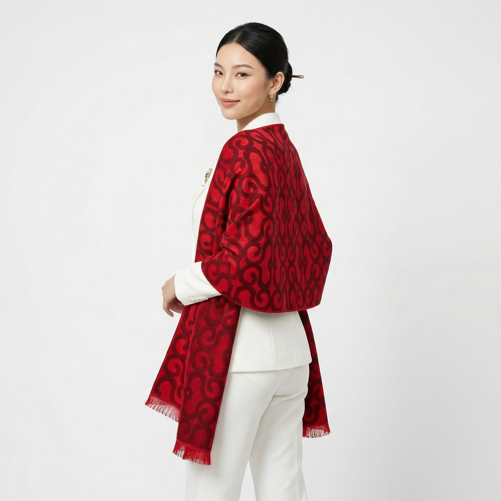 Shu Brocade Scarf – 100% Mulberry Silk | Hand-Cut, Soft &amp; Versatile 180cm*30cm
