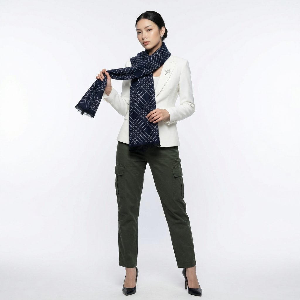 Shu Brocade Scarf – 100% Mulberry Silk | Hand-Cut, Soft &amp; Versatile 180cm*30cm