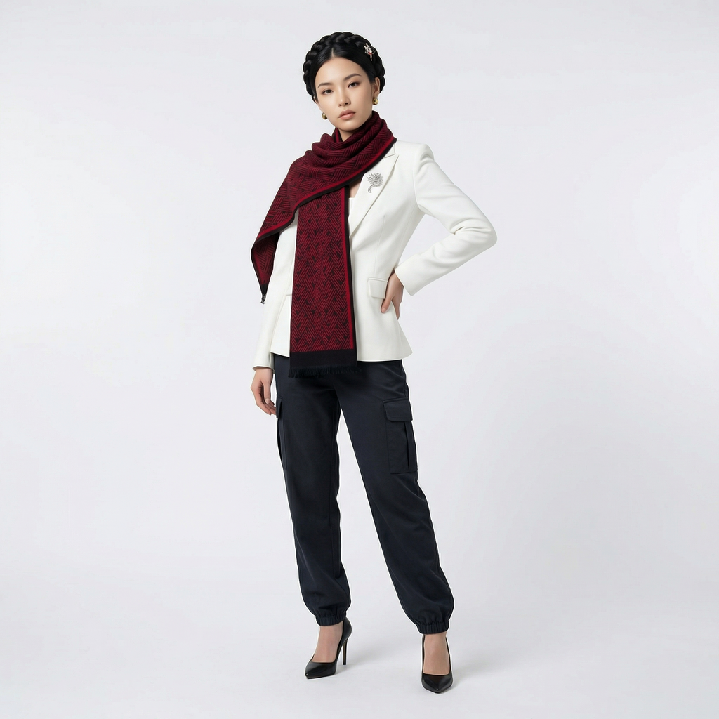 Shu Brocade Scarf – 100% Mulberry Silk | Hand-Cut, Soft &amp; Versatile 180cm*30cm